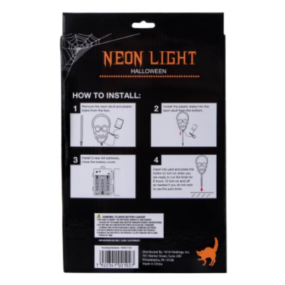 BNIB- Battery Operated- Halloween Skull- 💀 Neon Light YARD STAKE w/ Timer - Picture 4 of 7